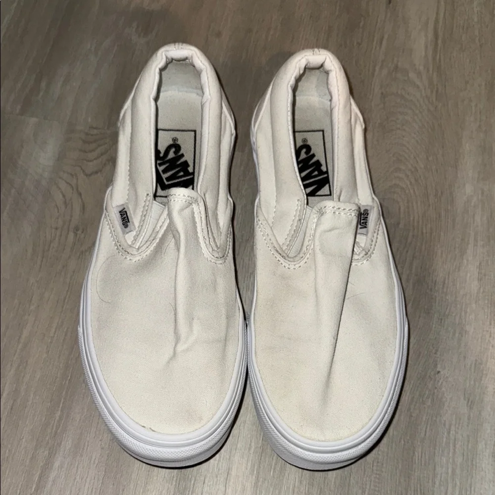 Vans Classic White Canvas Slip-Ons